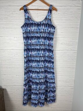 Lilly Pulitzer Navy and Light Blue Patterned Maxi Dress